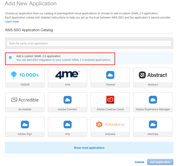 Add a custom SAML 2.0 application