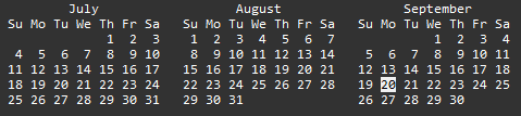 Q3 calendar