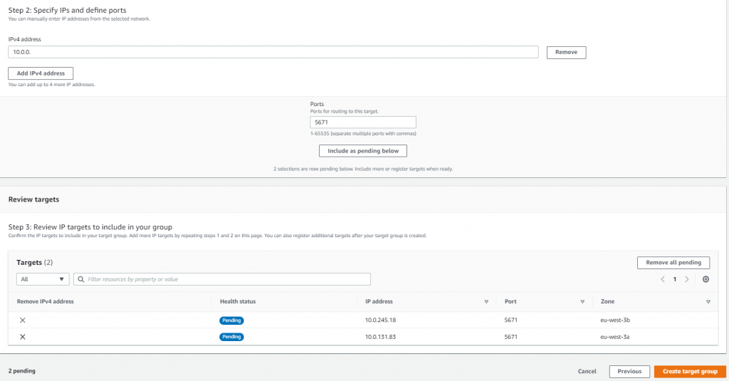 Specify IPs and ports