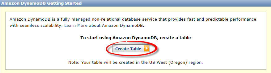 Amazon DynamoDB Setup: Table Creation