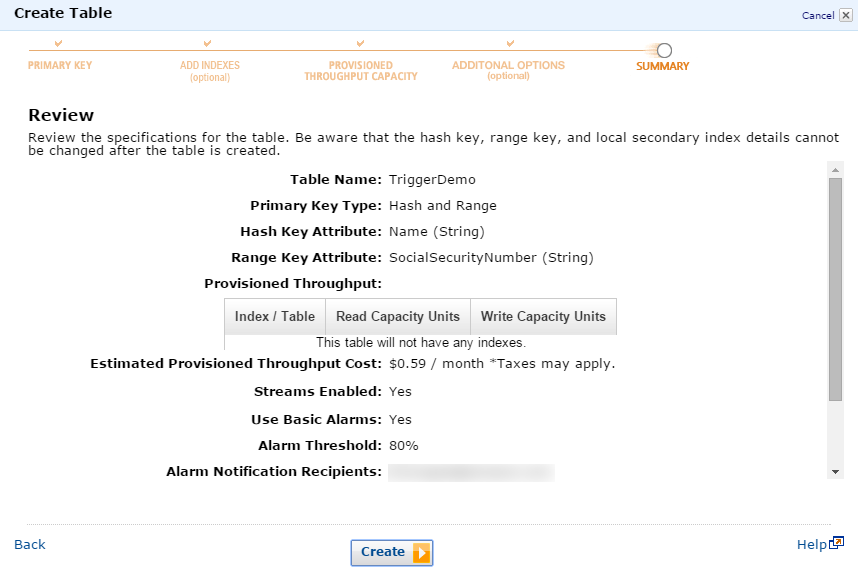 Amazon DynamoDB Setup: Summary