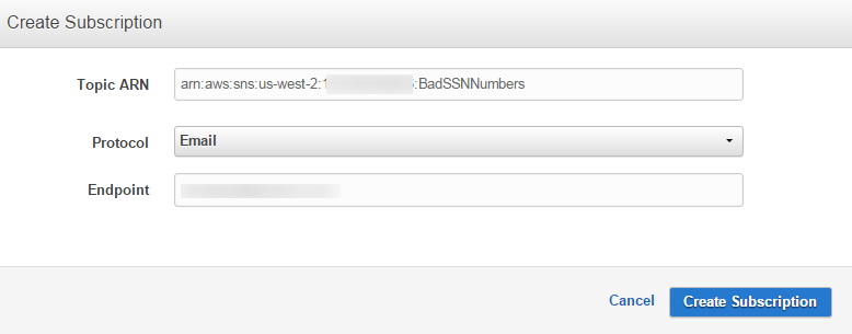 Amazon Simple Notification Service (SNS) Setup: Configuring an Email Subscription to the Topic