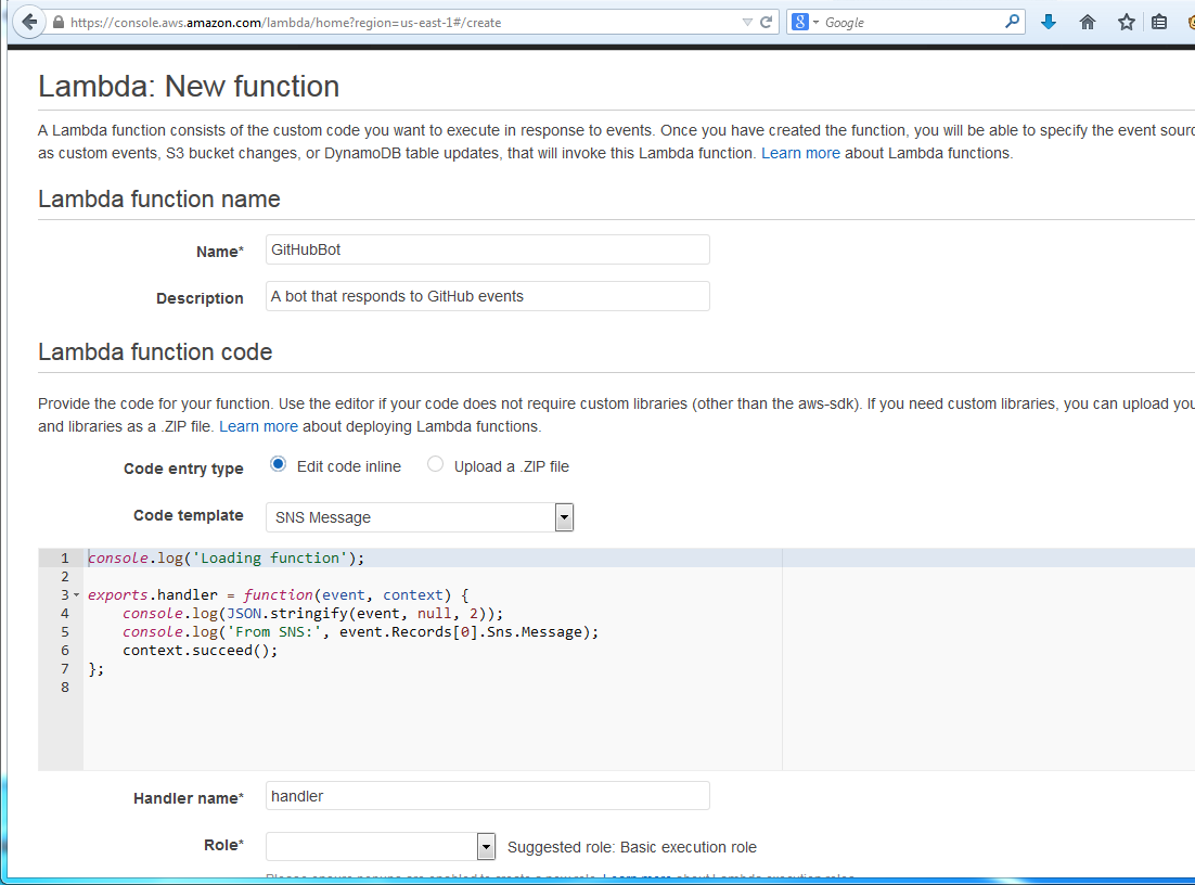 Configuring the Lambda Bot Function