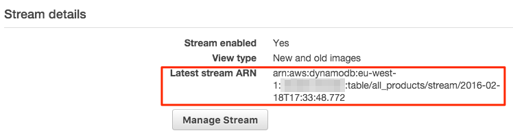 Finding a DynamoDB Stream ARN