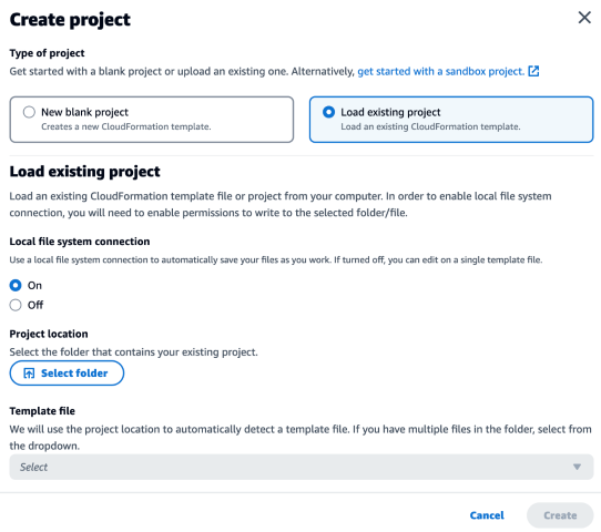 Application Composer load existing project