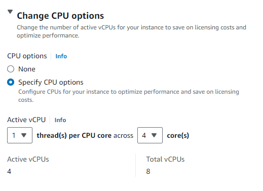 Changing CPU options after instance launch