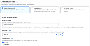 Creating Java 25 function in the AWS Management Console