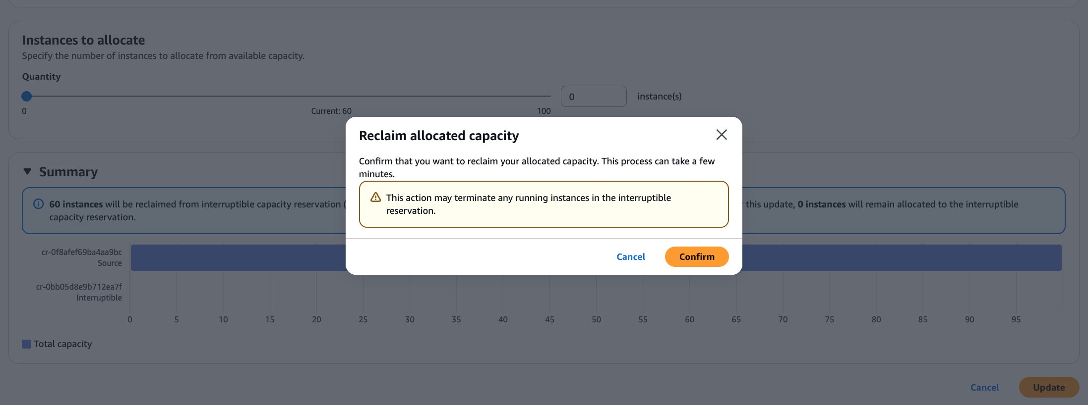 Edit interruptible allocation