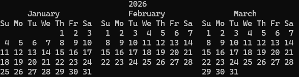 2026 Q1 calendar