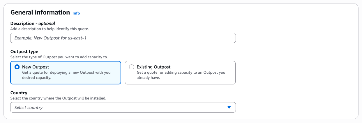 Figure 1: General information form showing New Outpost and Existing Outpost options