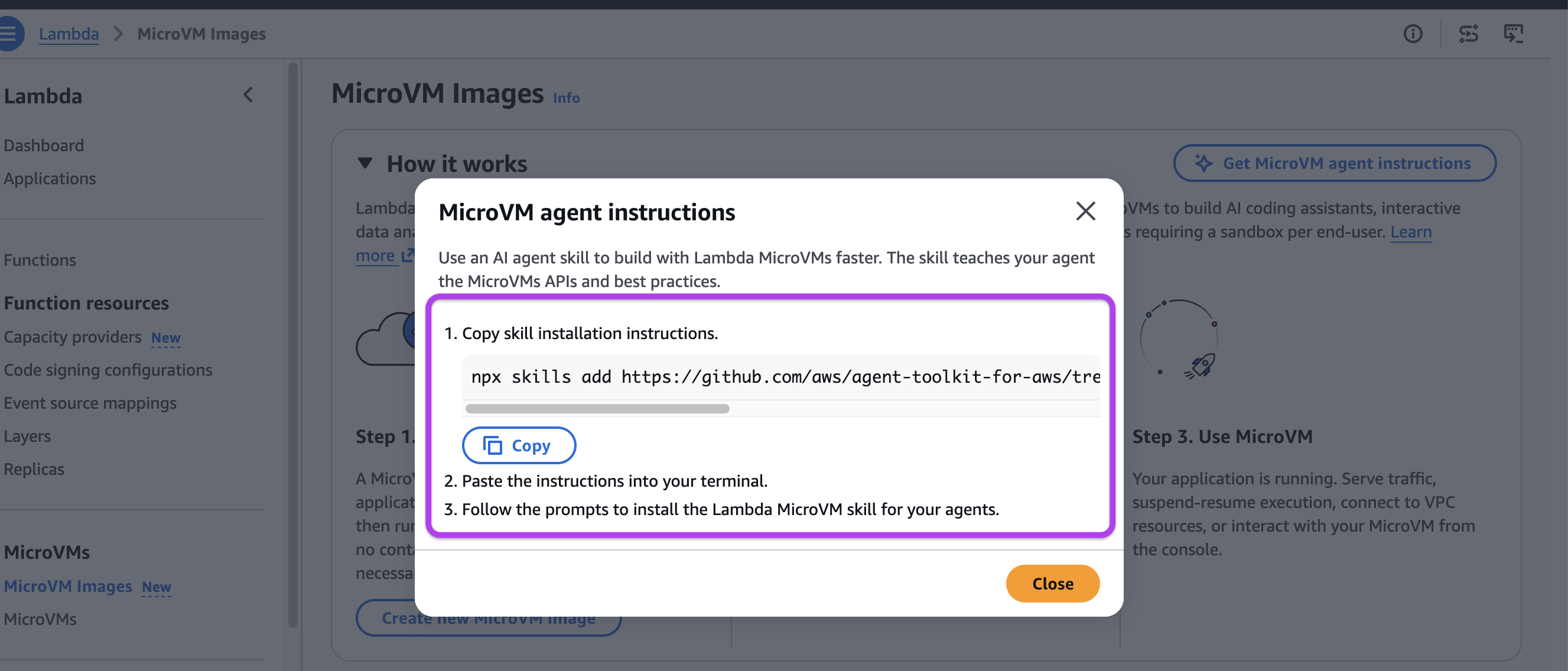 Figure 2: Copy agent instructions