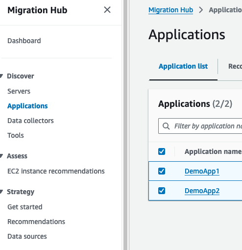 Figure 3 - Screenshot of selecting Applications for Amazon EC2 Instance Recommendations