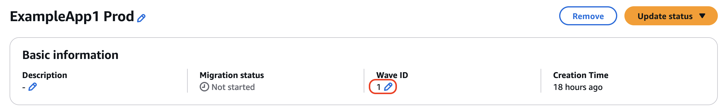 Figure 2 - Screenshot of editing the Wave ID