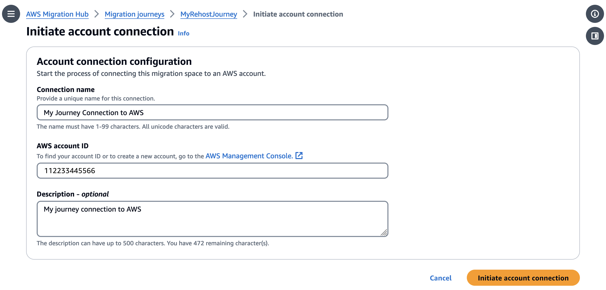 Figure 3 - Initiate account connection