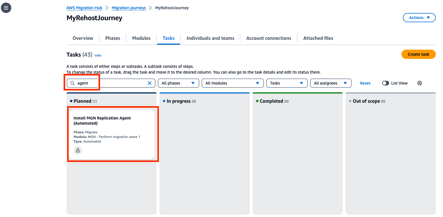 Figure 9 - Install MGN Replication Agent task