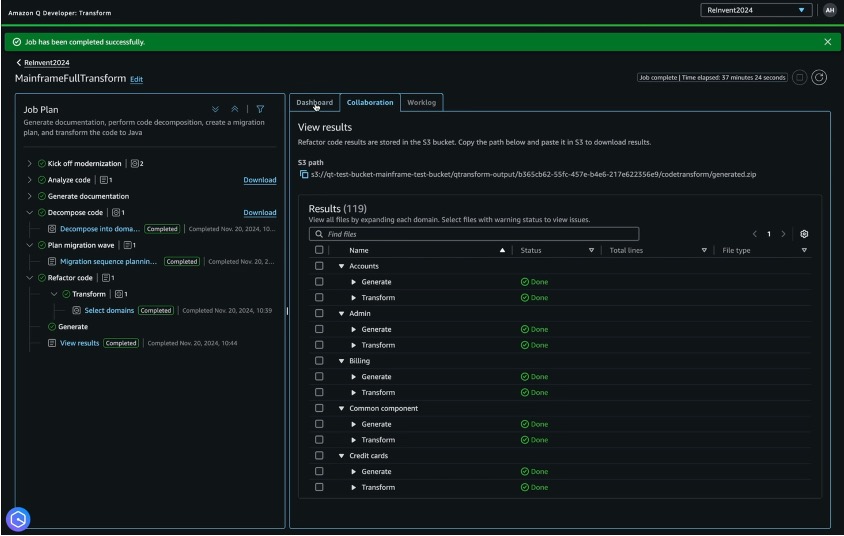 Figure 6: Q Developer automated refactoring