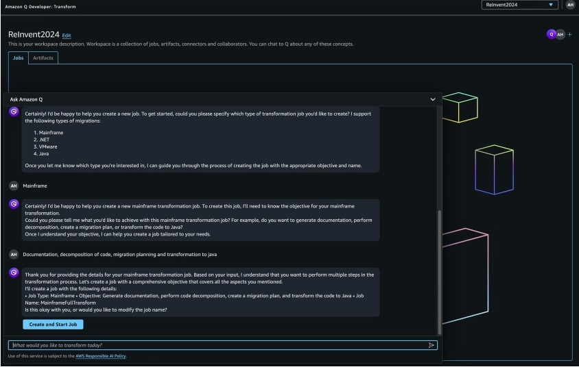 Figure 2: Modernization chat with Amazon Q