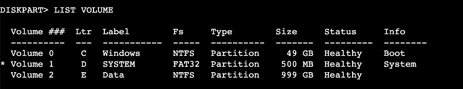 List the physical volumes attached to your on-premises server