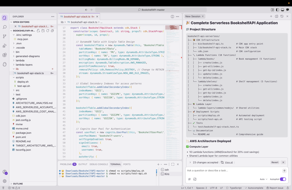 Figure 7 - Target state architecture code and CDK generated within Kiro