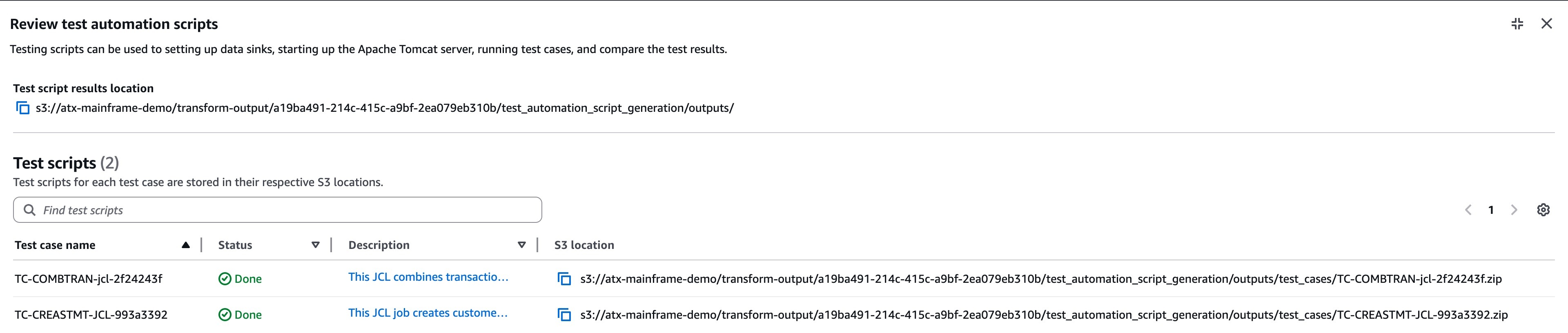 Test automation scripts