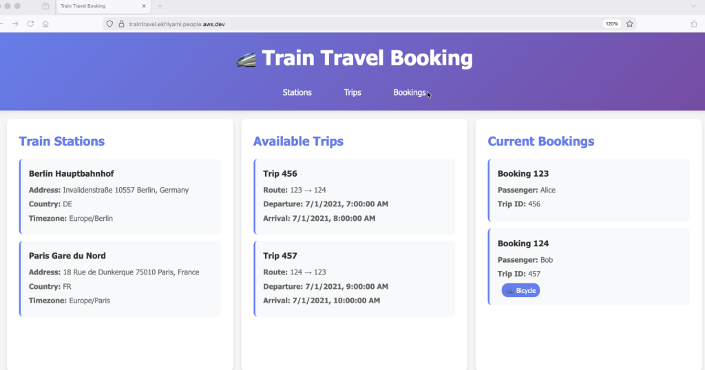 train travel app interface 
