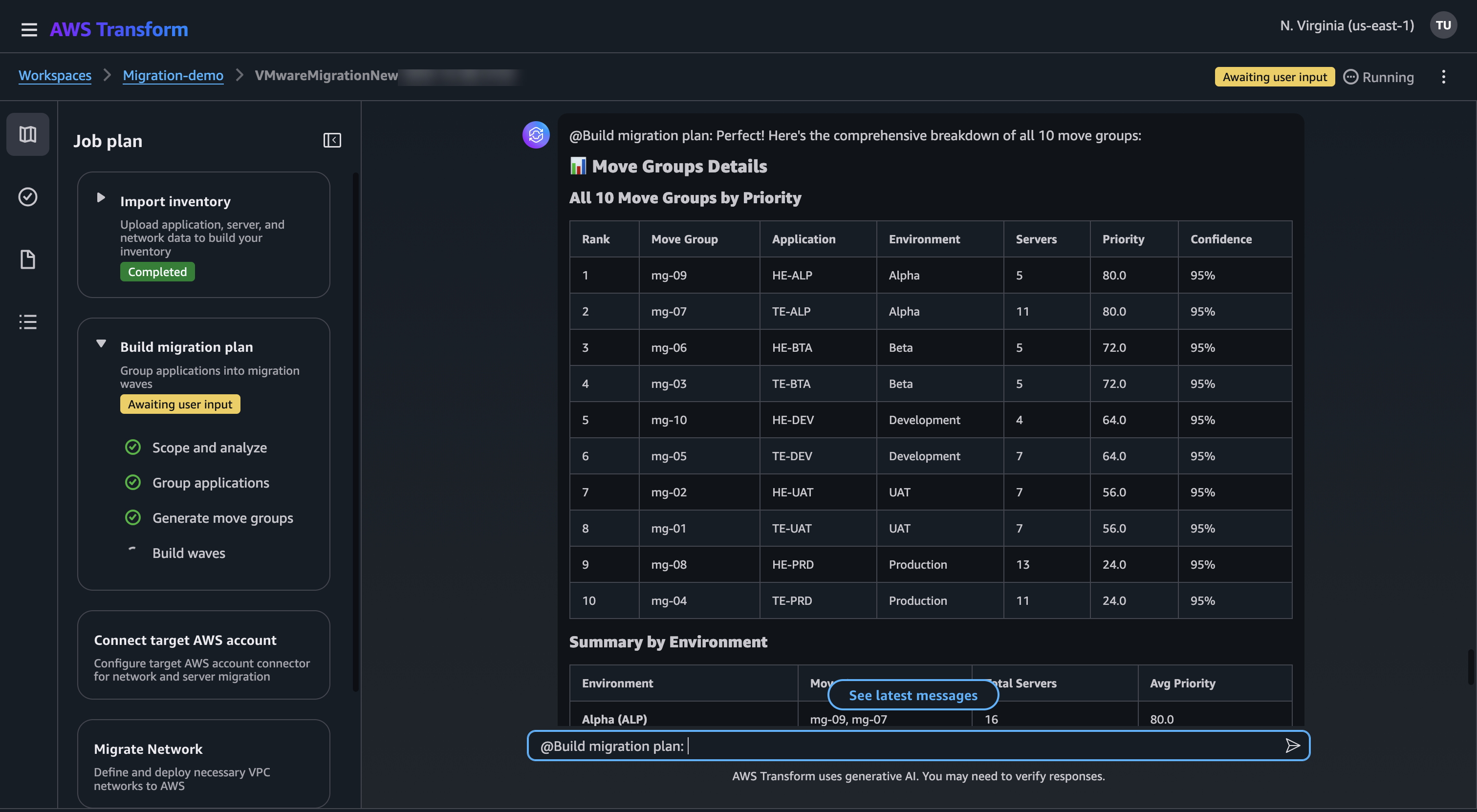 Figure 5 – AWS Transform VMware Wave planning