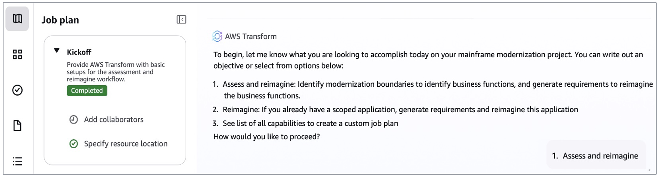 Create a job with objective – Assess and reimagine