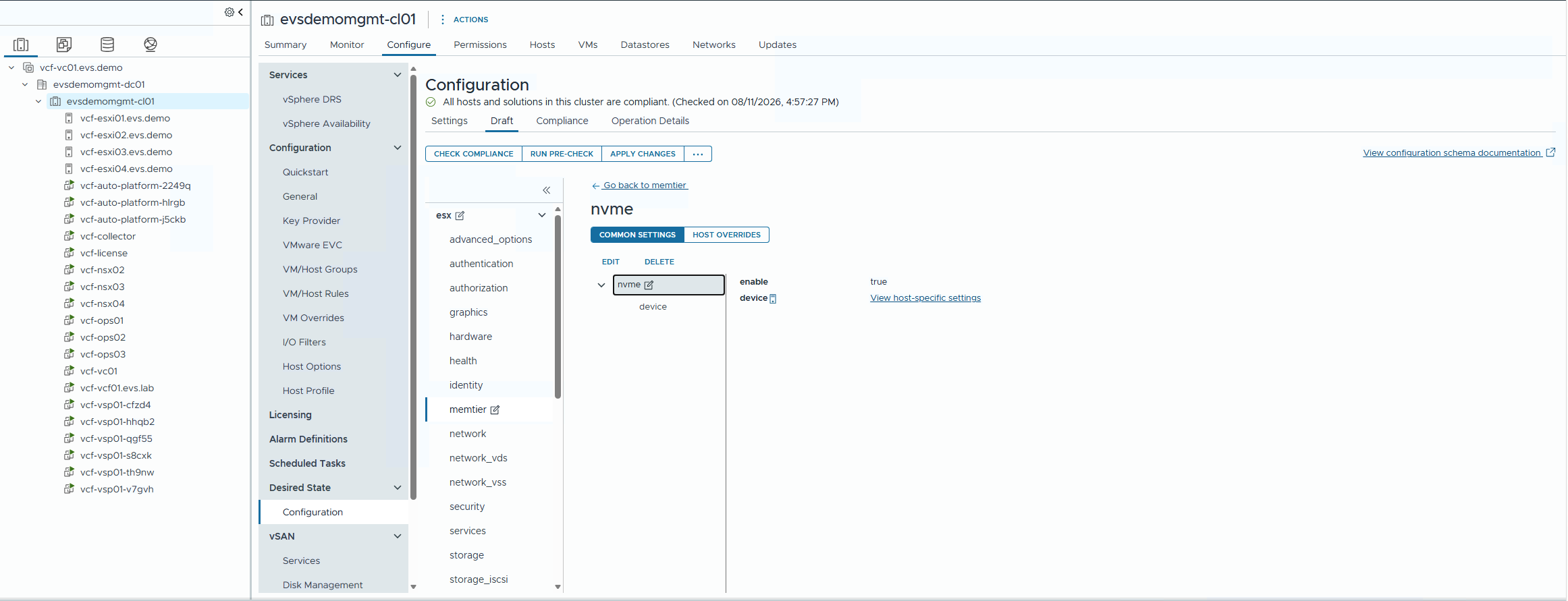 Memory Tiering configuration summary