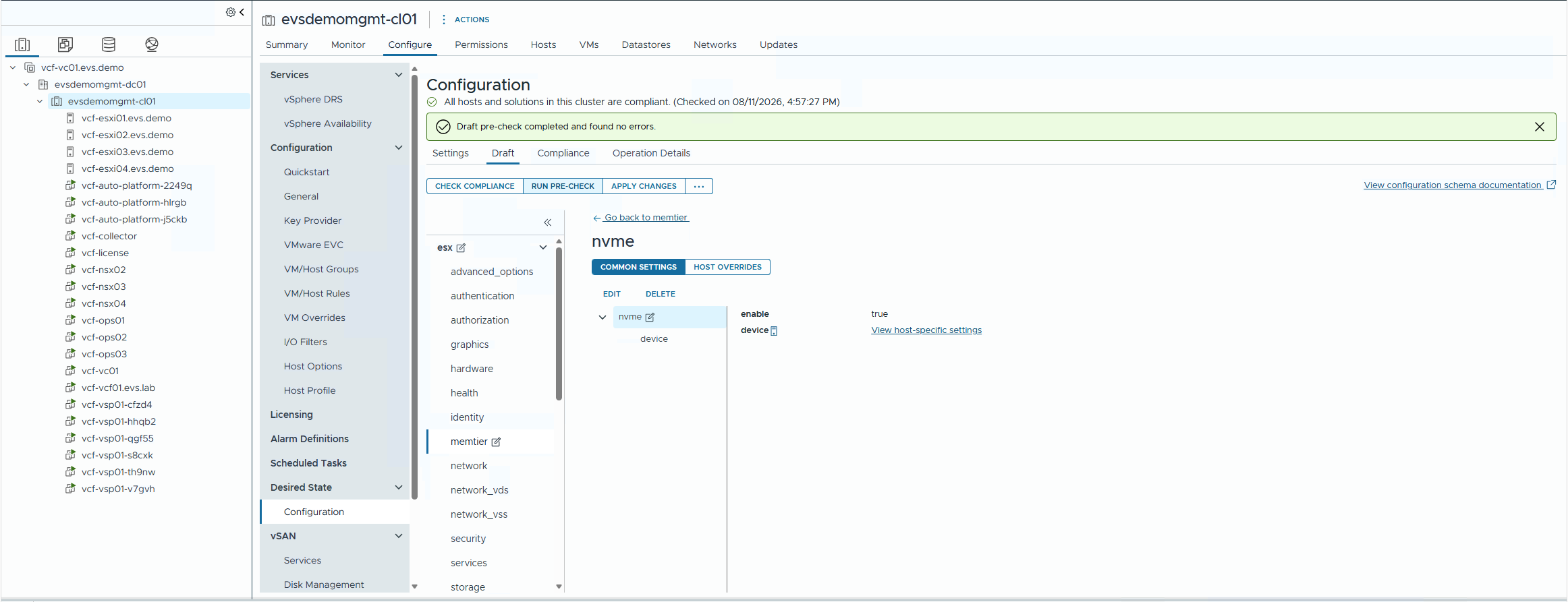 Apply Changes and Remediate action