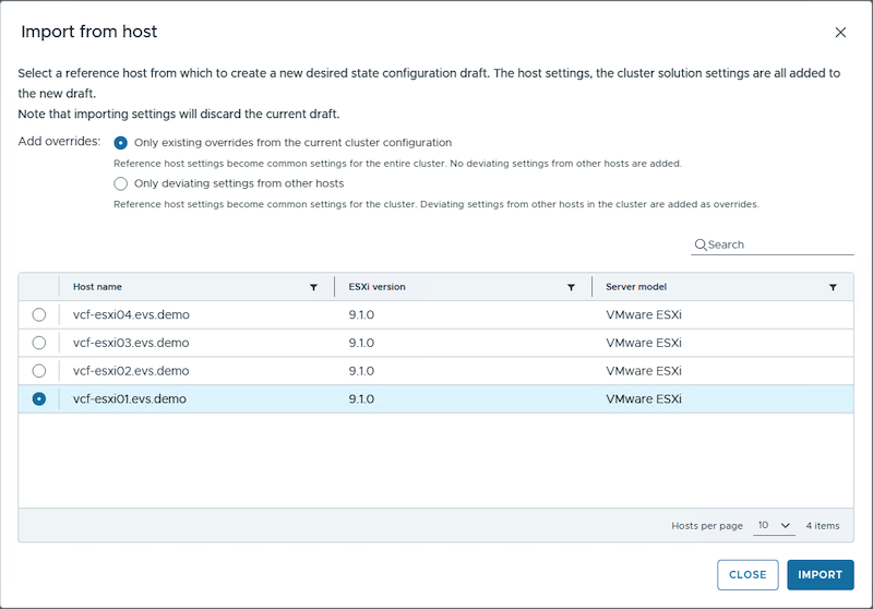 Figure 8: Creating configuration from a reference host