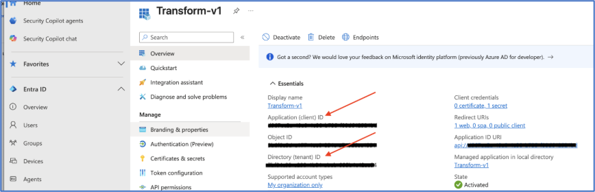 Entra admin center App registrations overview page
