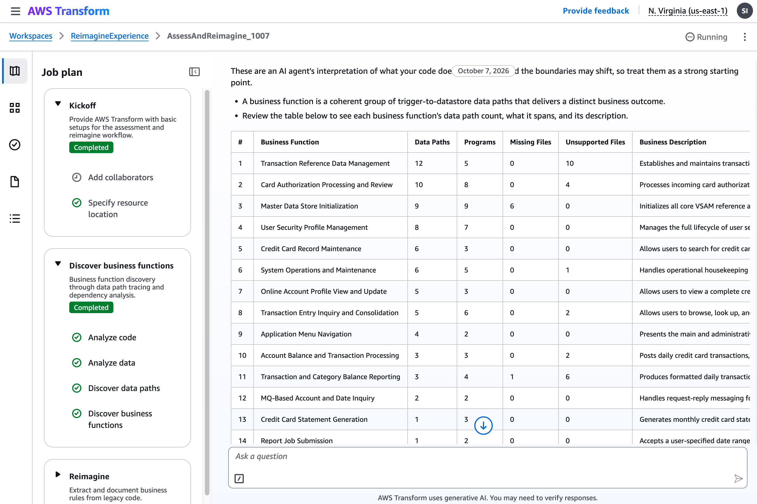 Business functions for a bank teller application