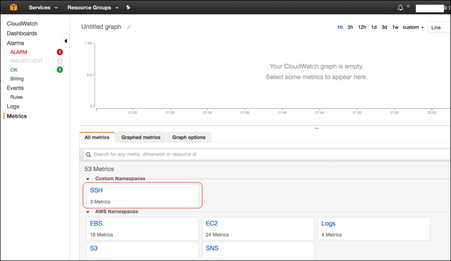 Screenshot showing you now have three SSH metric filters