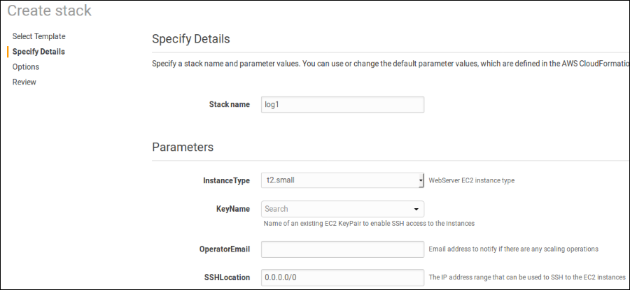 Screenshot of the "Specify Details" page