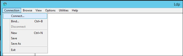 Screenshot of choosing "Connnection" > "Connect" in the LDP tool Screenshot of choosing "Connnection" > "Connect" in the LDP tool