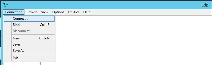 Screenshot of choosing "Connnection" > "Connect" in the LDP tool