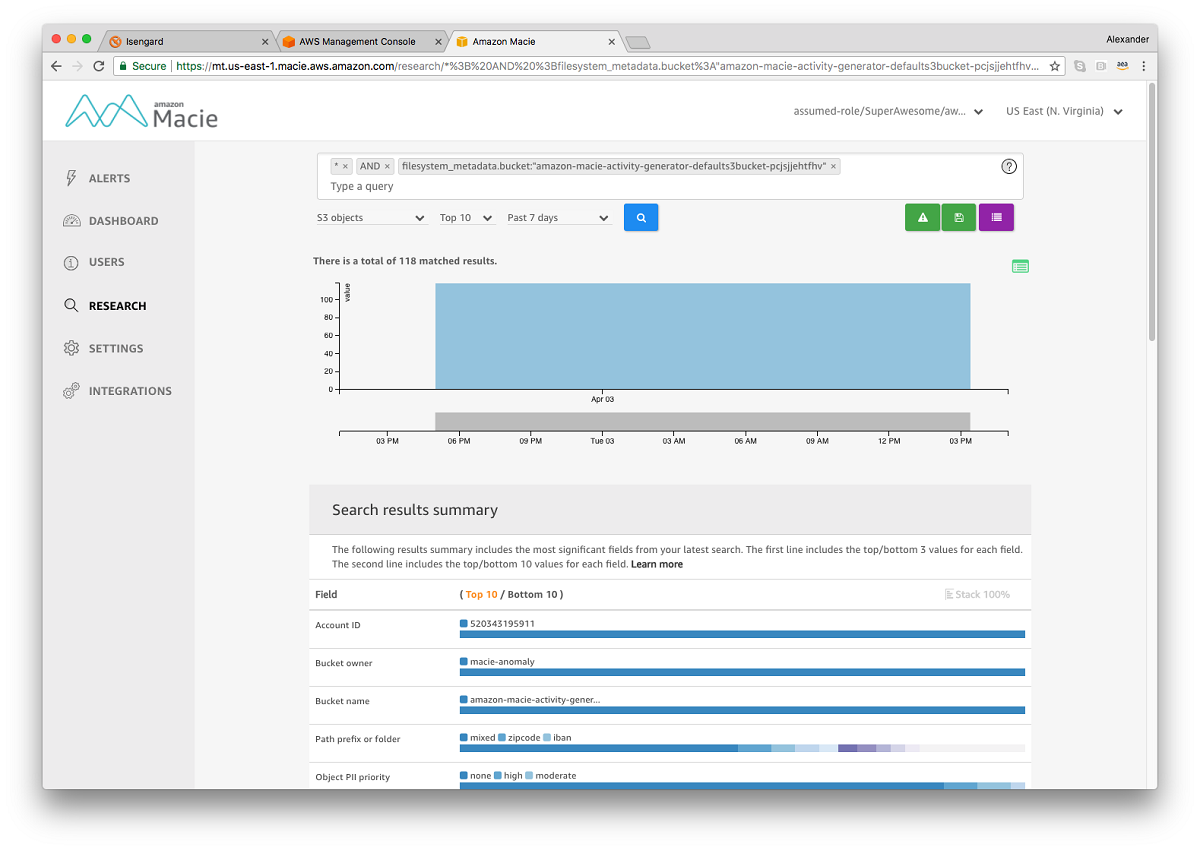 Research tab regex results