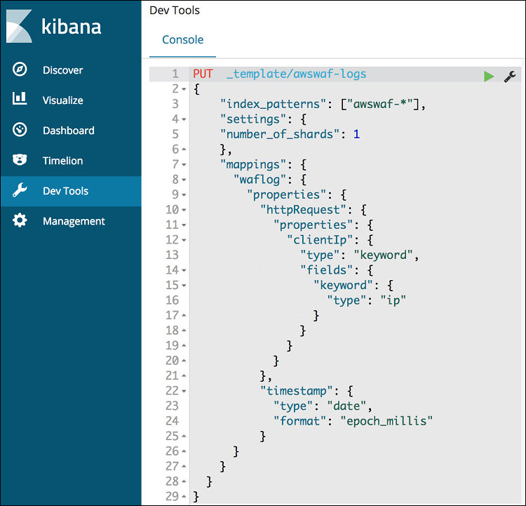 Figure 4: Applying the index pattern template in Kibana