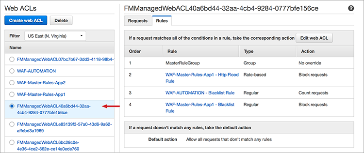 Figure 6: Look for IDs that being with "FMManagedWebACL"