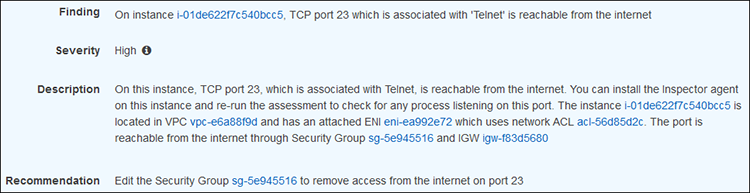 Figure 3: Finding for a well-known port open to the Internet