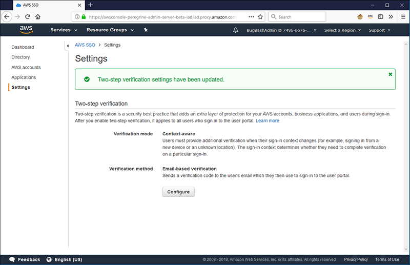 Figure 3: Verification of the settings