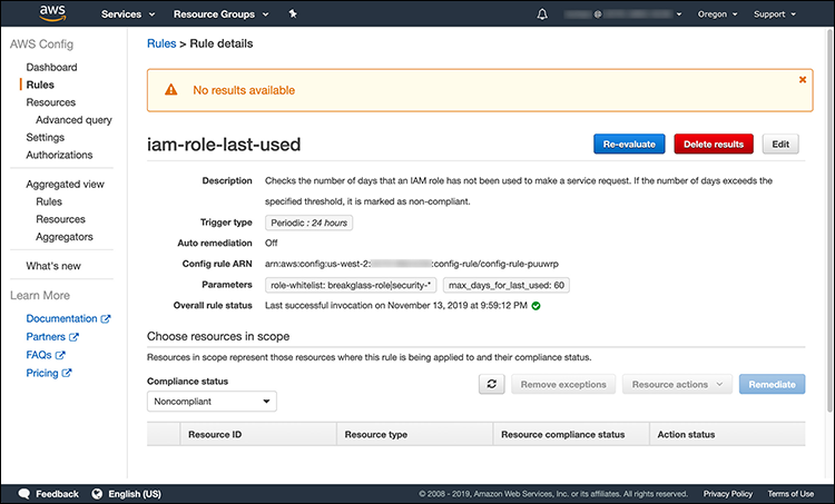 Figure 2: AWS Config rule details