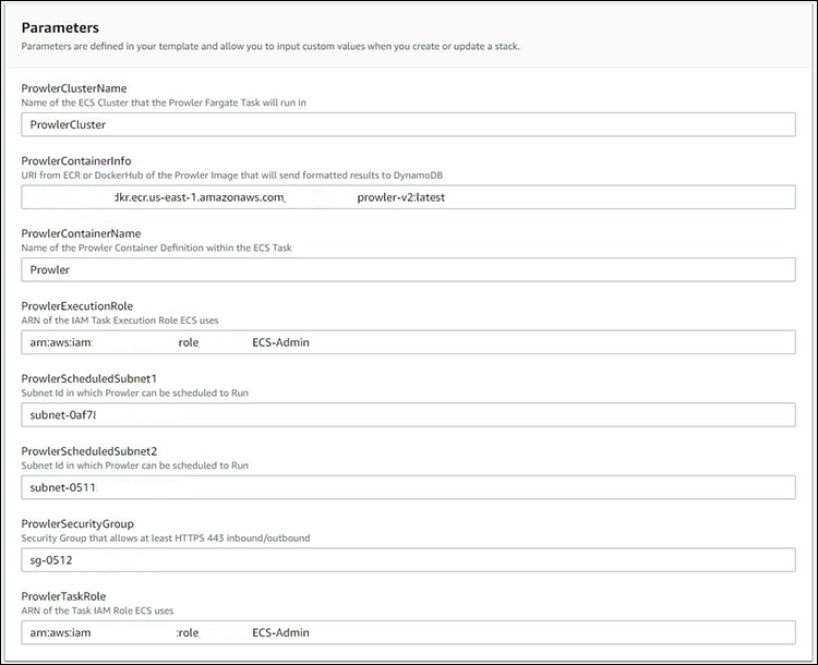 Figure 4: CloudFormation Parameters