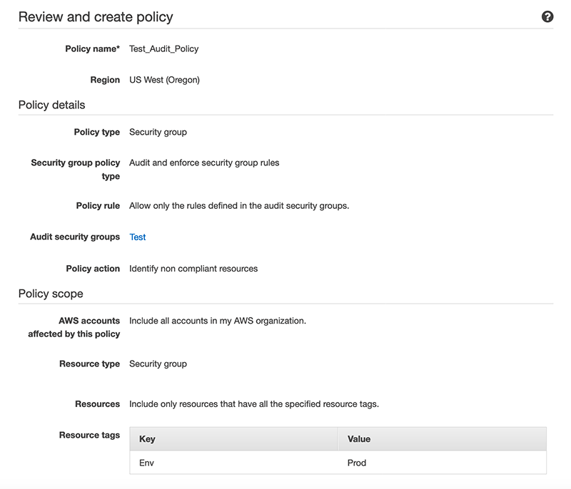 Figure 3: Summary of Audit Security Group policy