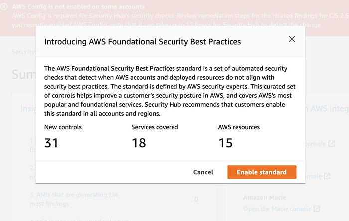 Figure 2: AWS Foundational Security Best Practices confirmation page