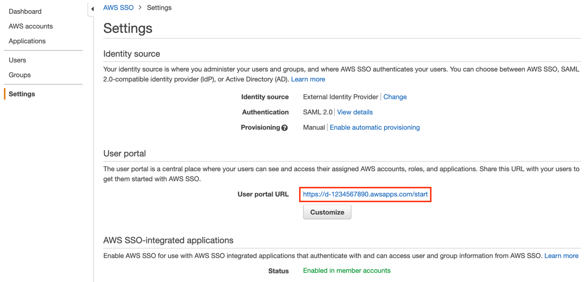 Figure 27: The user portal URL