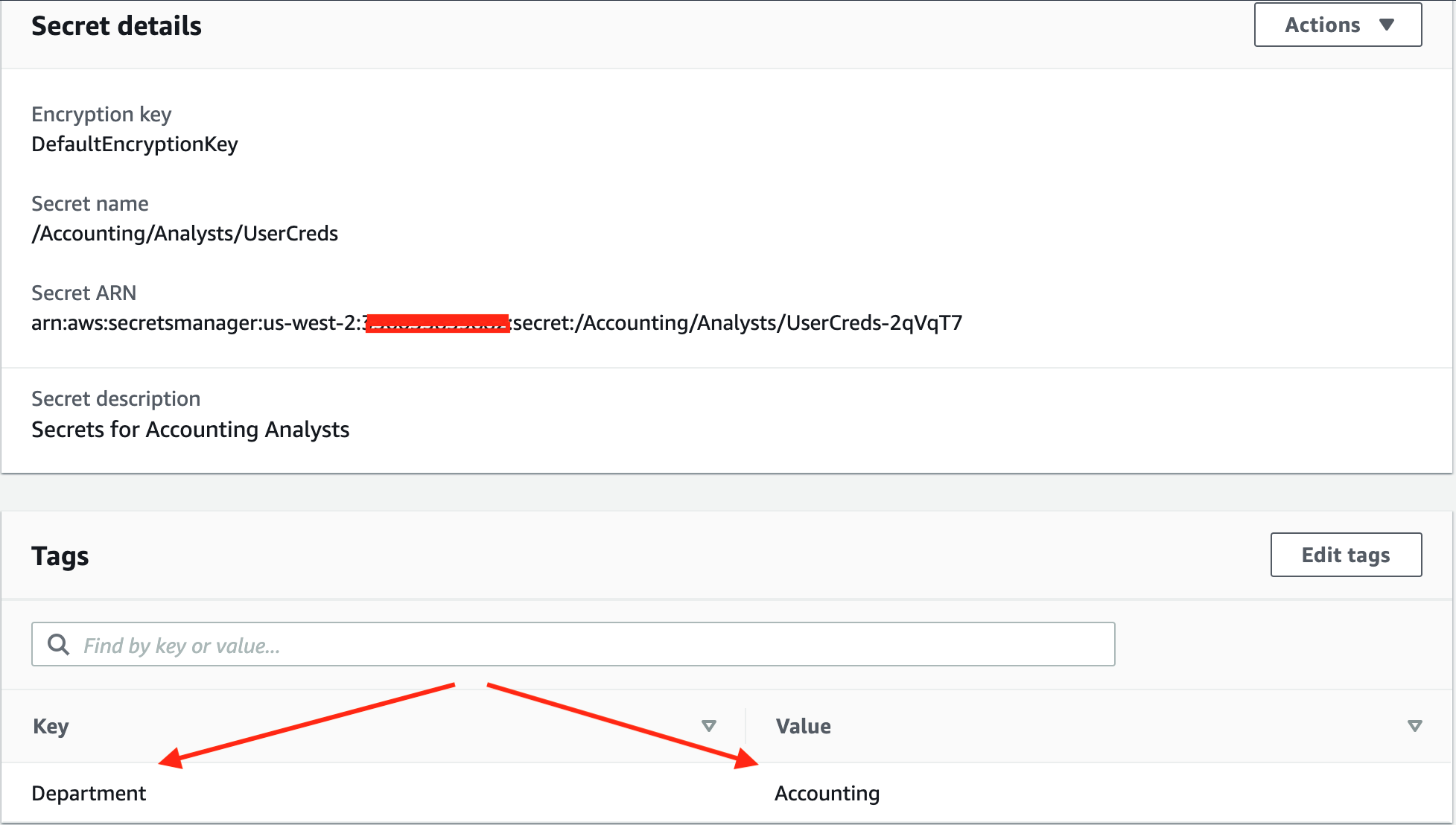 Figure 5: Tag key and tag value search