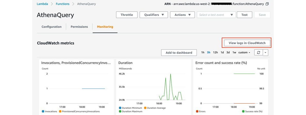 Figure 4: View logs in CloudWatch 