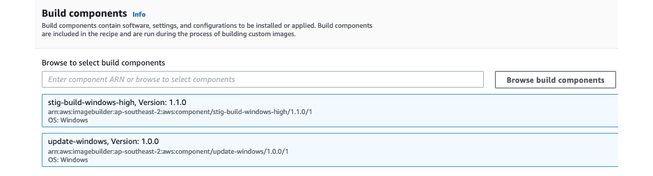 Figure 4: Select build components