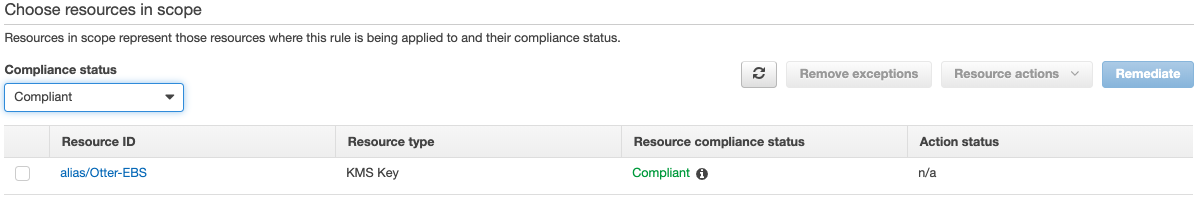 Figure 4: The CMK with a status of Compliant